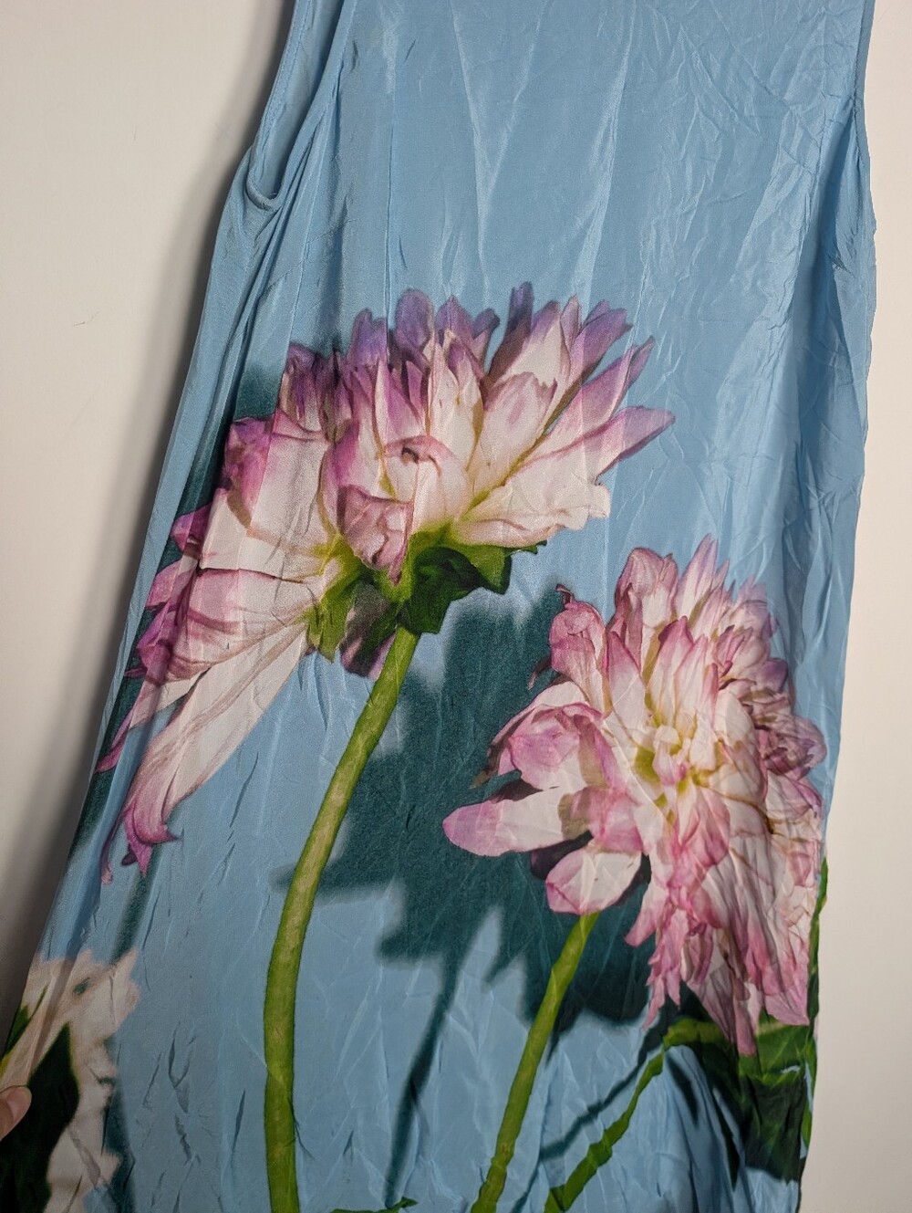 Anthropologie Photorealistic Silk Sleeveless Peonies Floral Shift Dress Size 6 - Picture 3 of 9